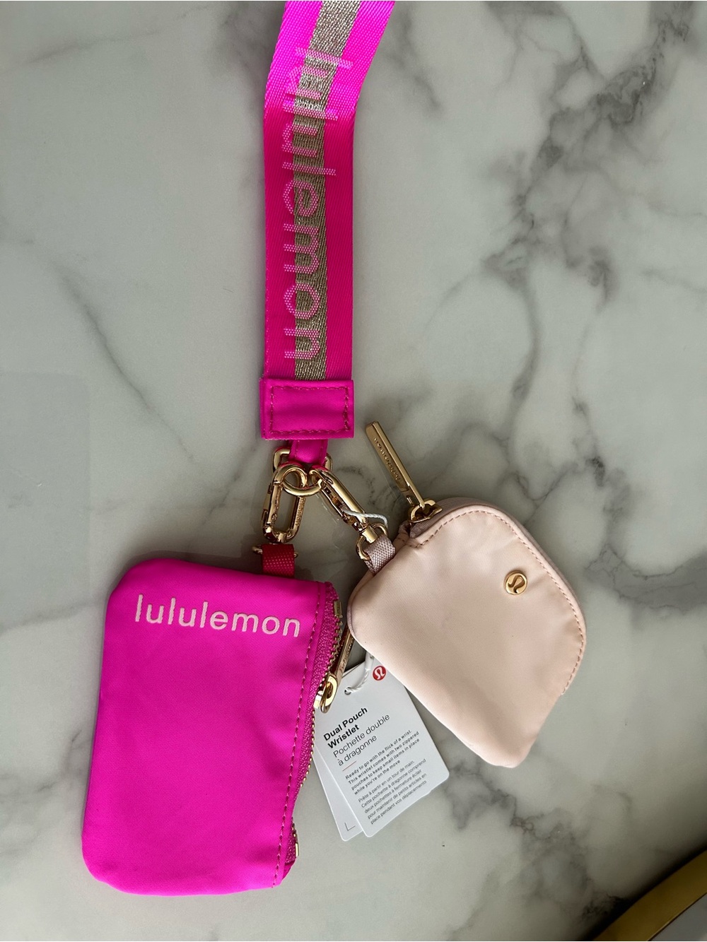 Lululemon Pink Dual Pouch Keychain Set